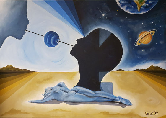 Frau in Blau 50x70