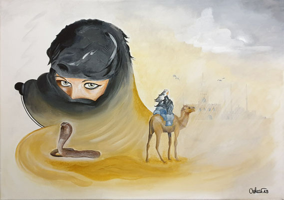 Sandsturm vor den Toren von Marrakesch 50x70