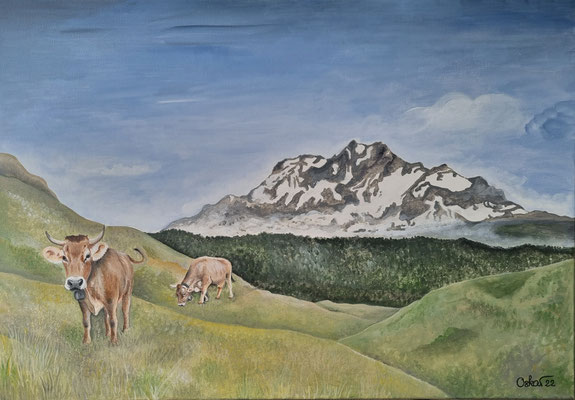 Kühe auf der Alp - 70x100