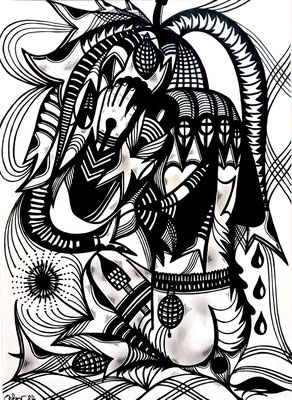Der Kriegsroboter - Filzstift auf Papier 21x30