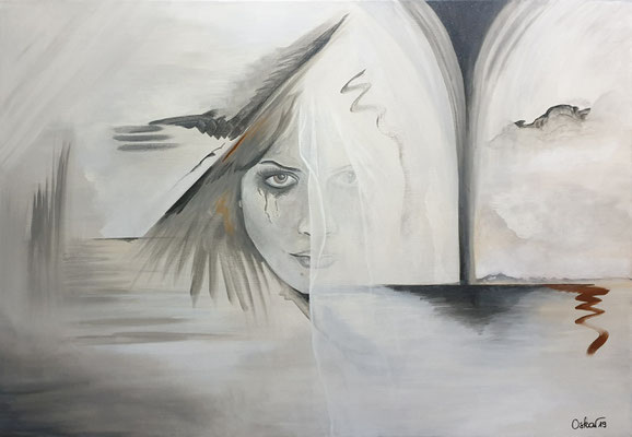 Augen, dunkel wie ein Hurrikan 70x100