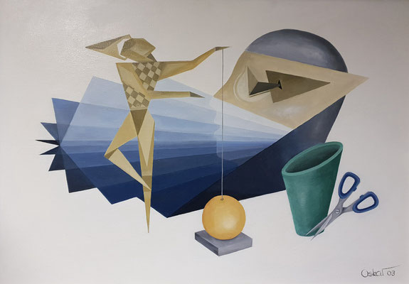 Am seidenen Faden - Acryl auf Leinwand 50x70