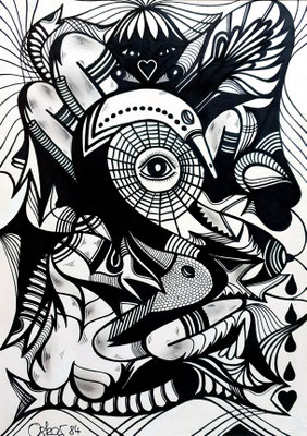 m Kreise des Schwans - Filzstift auf Papier 21x30