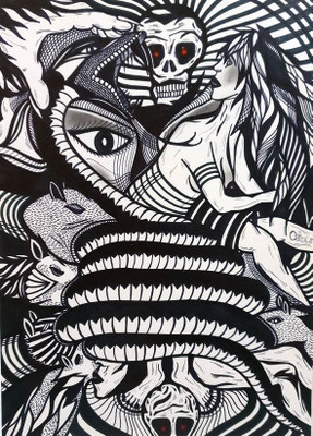 Horrorvisionen - Filzstift auf Papier 21x30
