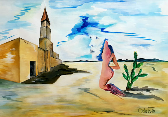 Kaktusblüten - Acryl auf Papier 50x70