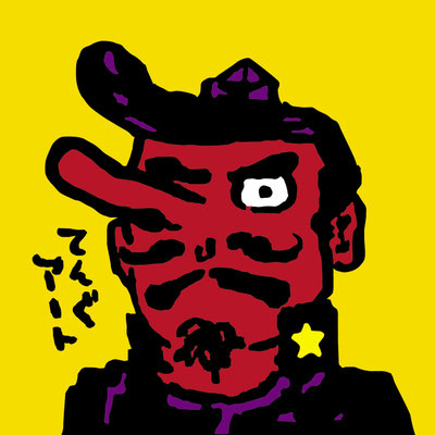 てんぐアート／畠瀬廉：岡山県出身　東京在住　男 創作活動をしようと思い立った時、メインのモチーフがあった方がやりやすいと考えて、存在は知っているのに何なのかわからない「天狗」をモチーフに決めました。調べながら作る。好都合。普段はデザインしたりイラストを描く仕事をしています。