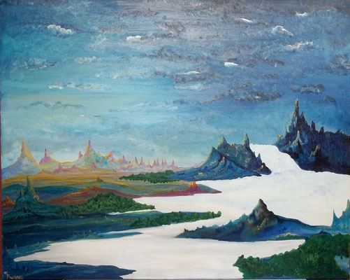 Coulée de neige  Huile 100 x 80 cm