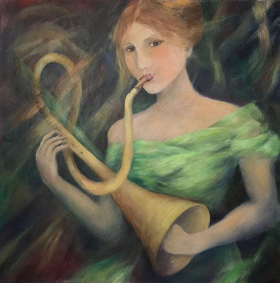 Die Trompete, 100x100 cm