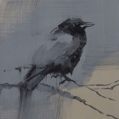 crow#2, 25 x 25 cm, Tempera/LW, 2016, in Privatbesitz