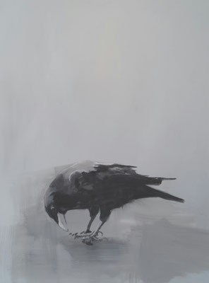 crow#10, 80 x 60 cm, Tempera/LW, 2017
