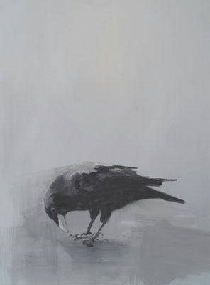 crow#10, 80 x 60 cm, Tempera/LW, 2017