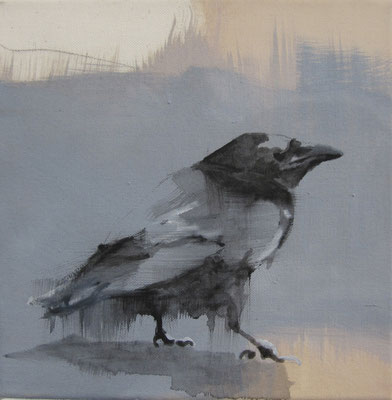 crow#5, 25 x 25 cm, Tempera/LW, 2016,