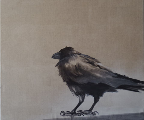 crow#12, 55 x 65 cm, Tempera/LW, 2017, 