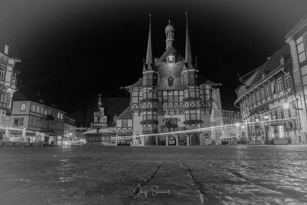 Rathaus Wernigerode bei Nacht