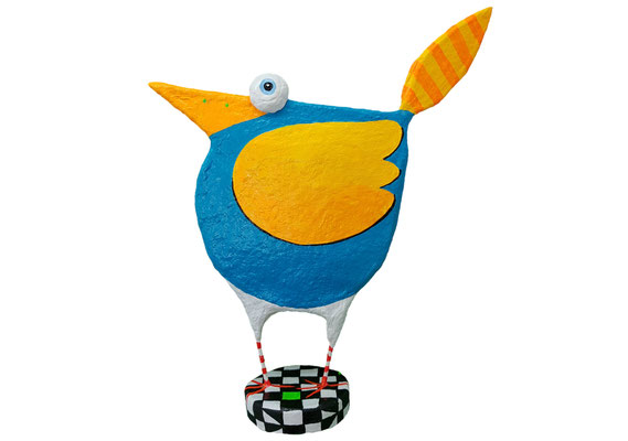 Kreative Dekoration: türkis-orangefarbener Vogel für Tisch oder Regal