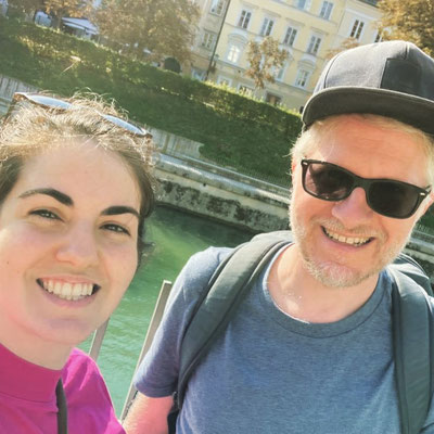 Nefeli und Daniel bei Ankunft 2023 in Ljubljana