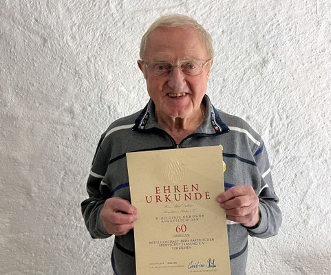 60 Jahre Mitgliedschaft bei den Burgschützen Alfred Dullinger
