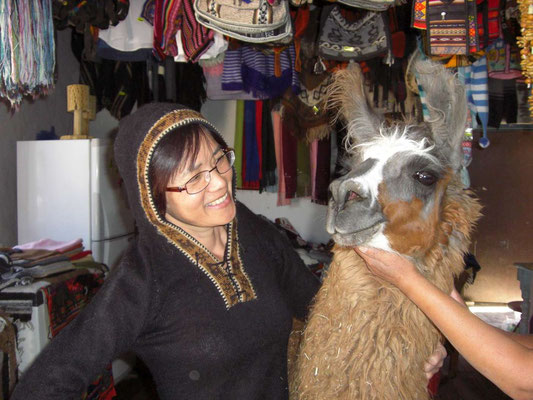 Lama girl and mom