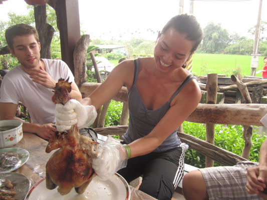 Me tearing the chicken apart