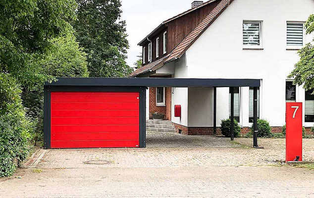 Beispiel-Nr. CG5   Carport-Garage in Verbindung mit einem offenen Carport.