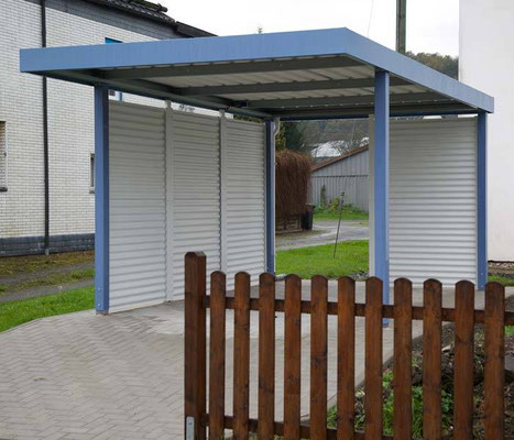 Beispiel-Nr. STC-16   Stahlcarport "Mini" als Sondermaß, Tiefe nur ca. 4,20. Sonderfarben auf Kundenwunsch