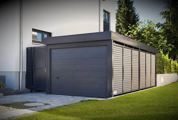 Beispiel-Nr. CG8   CG-Carport-Garage in Verbindung mit einer Türanlage als Verbindung zum Wohnhaus
