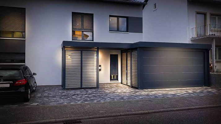 Beispiel-Nr. CG14   Carport-Garage mit Hauseingangs-Überdachung