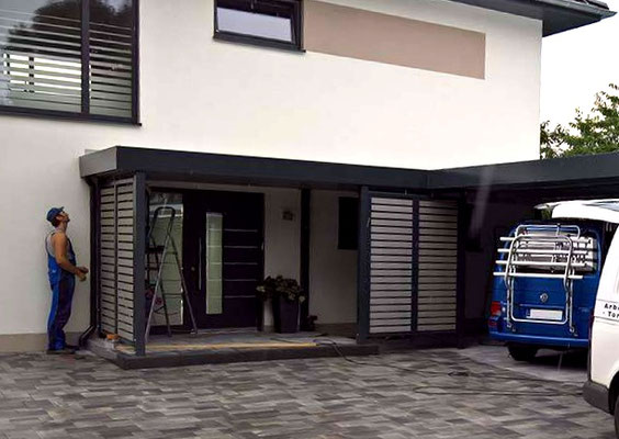 Beispiel-Nr. VD12   Montage einer Vordach-Carport Kombination