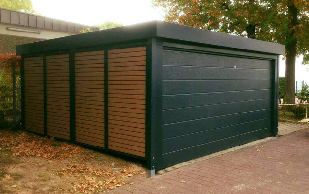 Beispiel-Nr. CG26  CG Doppelcarport-Garage mit großem Sektionaltor Großsicke anthrazit