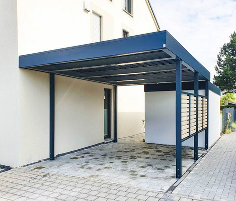 Beispiel-Nr. STDP38  Stahlcarport mit 2/3 Toledo-Anbau