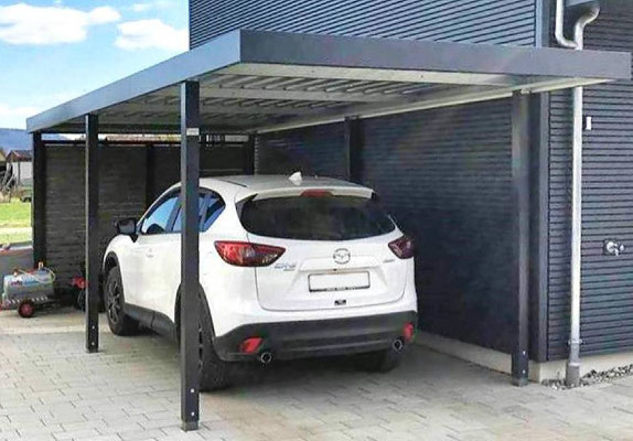 Beispiel-Nr. STC-10  Einzelcarport hier mit Rückwand Extra