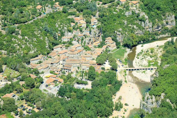 View of the village of Labeaume in southern Ardèche