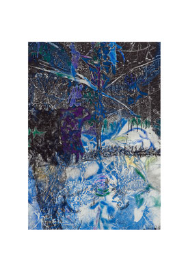 大地の詩（小）　　銅版画、油彩、紙　２０１４年
