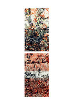 Masato Nagai/永井雅人　「Textures 秋」銅版画、油彩、和紙　２０１６年