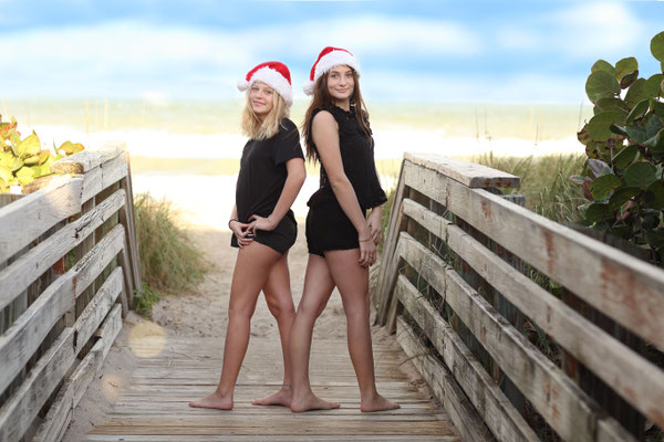 Girls. Ocean. Christmas time. Ocean.  Beach photo session. Photographer Port. St. Lucie. Florida. Malgorzata Tudruj 215-837-6651 www.momentsinlifephoto.com Specializin portrait, event, wedding. 