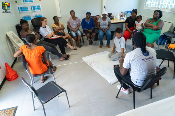 Participantes qui réalisent une affiche récapitulative