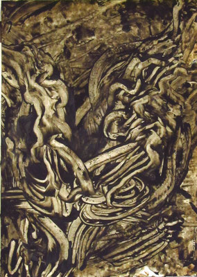 o.T. , Mischtechnik auf Papier, 70 x 50 cm