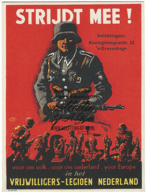 Propaganda / werving postkaart SS Vrijwilligers - Legioen Nederland  - 3rd Reich Netherland Legion Germanic Waffen SS Volunteer propaganda/recruiting postcard.