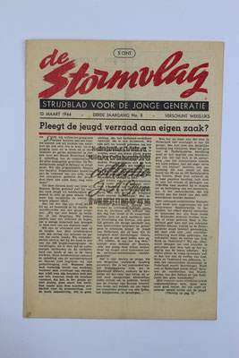NSB Strijd blad van de Jeugdstorm "de Stormvlag" 3e jaargang, nummer 8 - 10 Maart 1944.