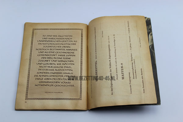 SS werving brochure "Dich Ruft die SS" vrijwillige aanmelding bij de Waffen SS