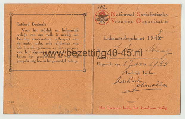 NSB -NSVO lidmaatschapskaart 1942 / 1944