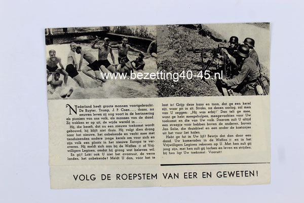 Wervingsfolder/ pamflet Nederlandse SS  Flinke kerels voor ...! : volg de roepstem van eer en geweten!