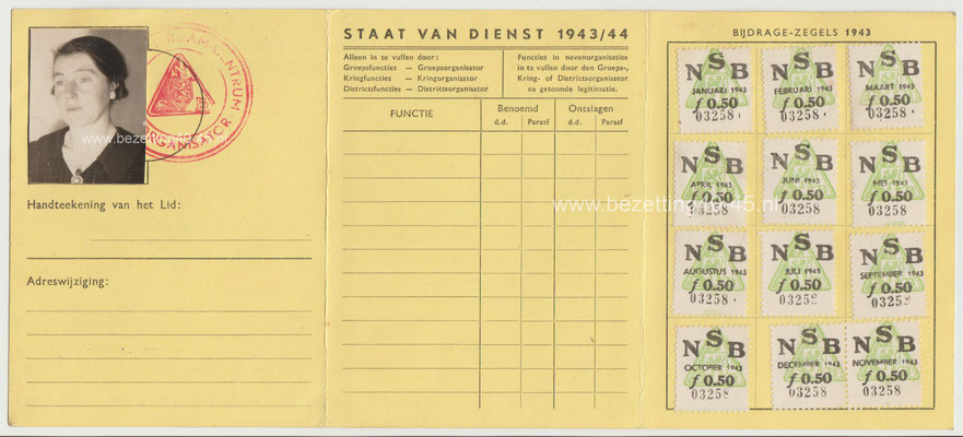 NSB Lidmaatschapskaart 1943-1944, Rotterdam stamboeknummer 69381