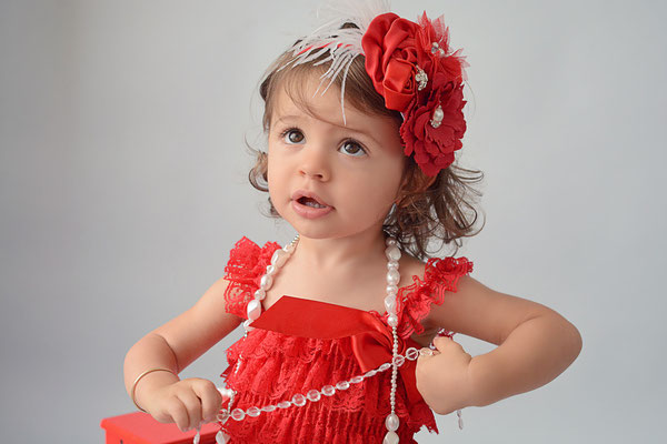 barboteuse dentelle rouge headband bébé 