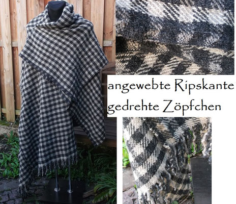 Rechteckmantel fürs Frühmittelalter in Naturoptik im Karomuster ( grob nach Oseberg )