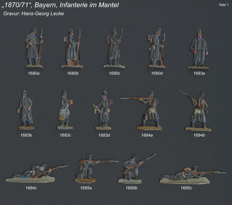 1870-71 - Bayern - Infanterie im Gefecht im Mantel - Tafel 1