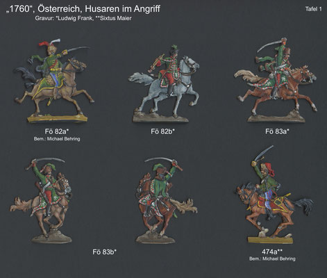 1756-1763 - Österreich - Husaren abgesessen im Angriff - Tafel 1