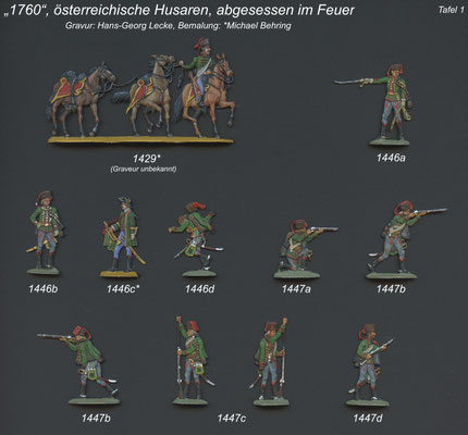 1756-1763 - Österreich - Husaren abgesessen im Feuer - Tafel 1