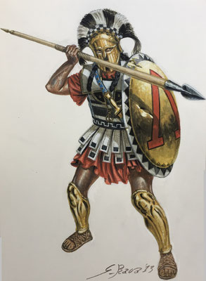 "Spartan Hoplite" Gouache cm 21x29,7