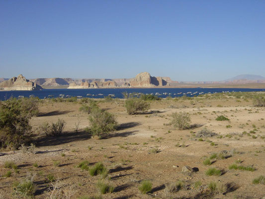 Blick zum Lake Powell vom Campground Wahweap